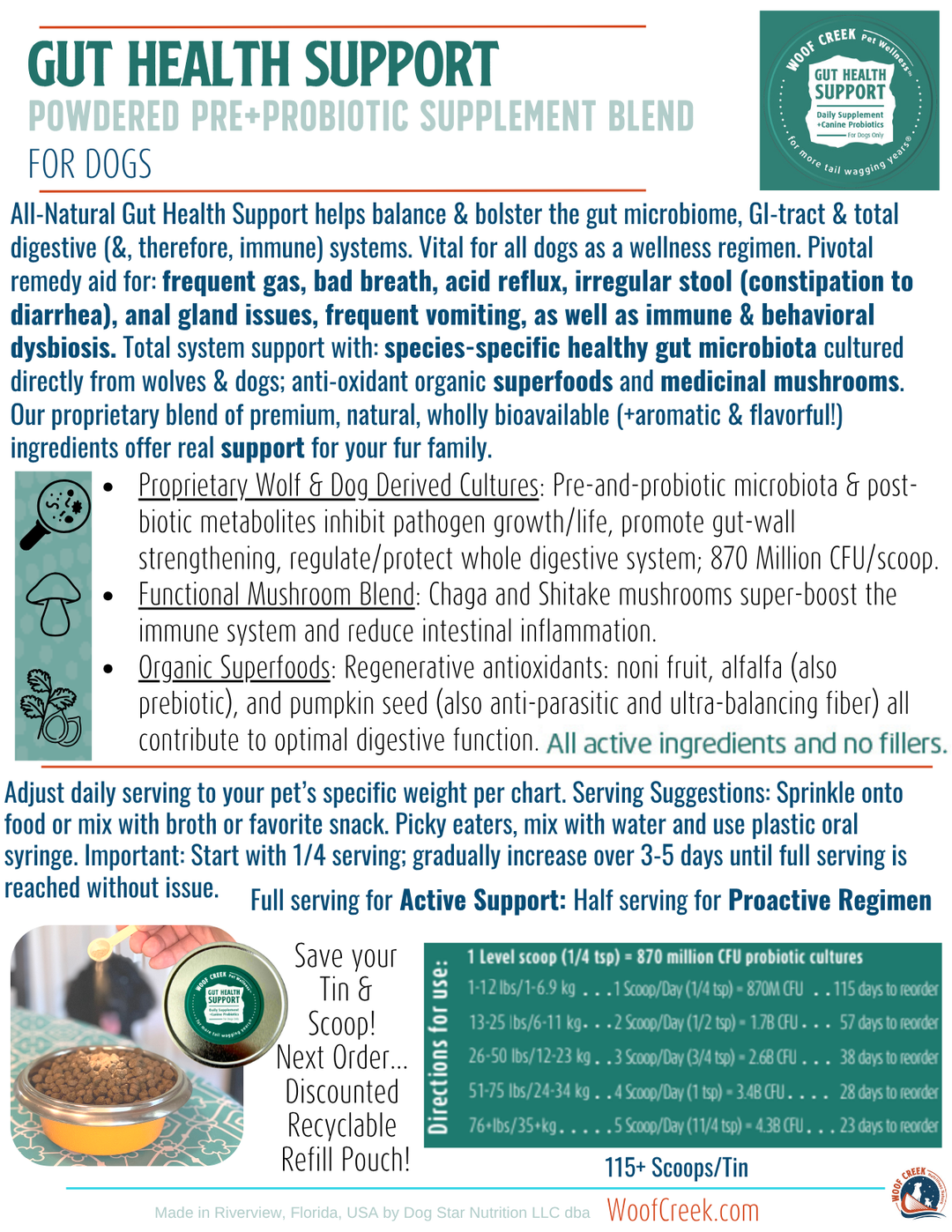 Large Value Refill Pouch | Gut Health Support - Woof Creek Pet Wellness