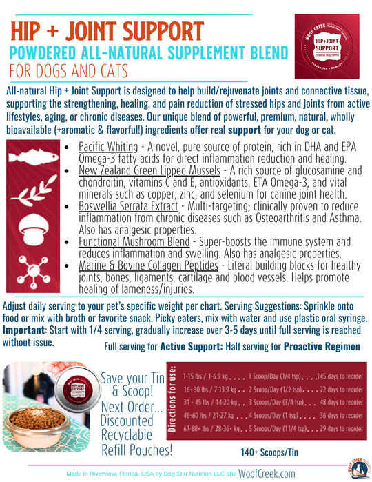 Large Value Refill Pouch | Hip + Joint Support - Woof Creek Pet Wellness