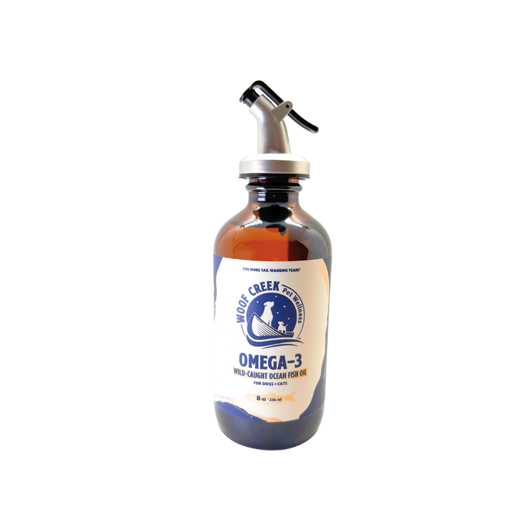 Omega-3 Ocean Fish Oil | 8floz Glass Bottle for Dogs + Cats - Woof Creek Pet Wellness