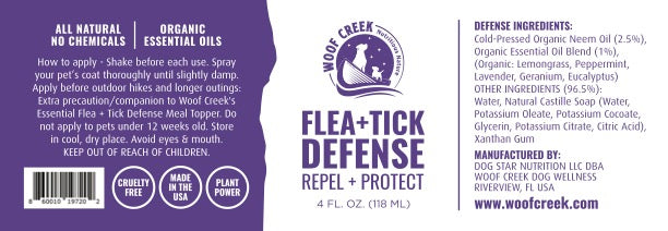 Flea + Tick Defense All Natural Repel + Protect Spray for Dogs - Woof Creek Dog Wellness