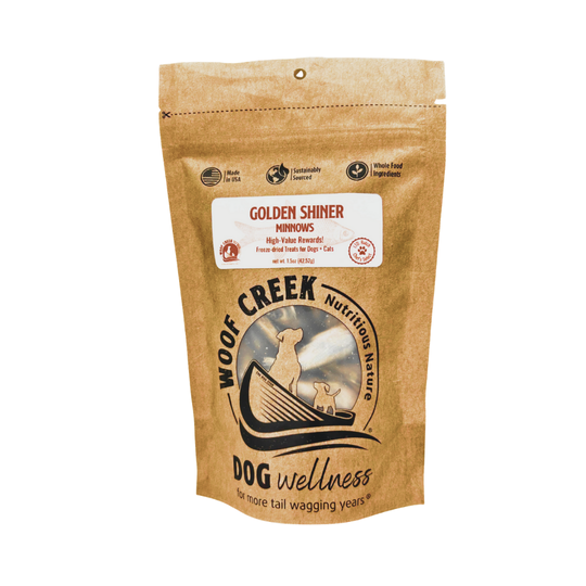 Golden Shiner Minnows | 90-Treat Pouch for Dogs + Cats - Woof Creek Pet Wellness