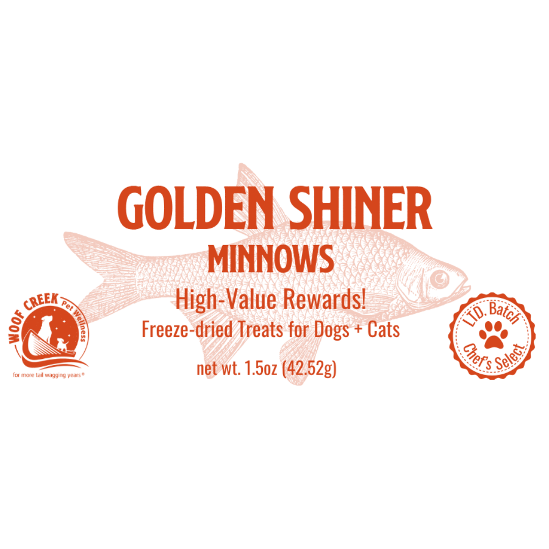 Golden Shiner Minnows | 90-Treat Pouch for Dogs + Cats - Woof Creek Pet Wellness