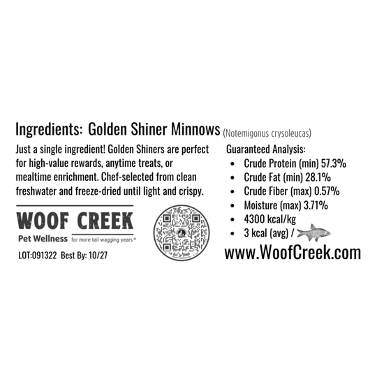 Golden Shiner Minnows | 90-Treat Pouch for Dogs + Cats - Woof Creek Pet Wellness