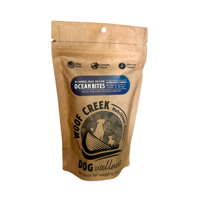 Natural Ocean Bites w/Whitefish + Cranberries | 300-Treat 3oz Pouch - Woof Creek Dog Wellness