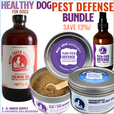 Pest Defense Bundle for Dogs | All-Natural Spray & 3 Toppers - Woof Creek Pet Wellness