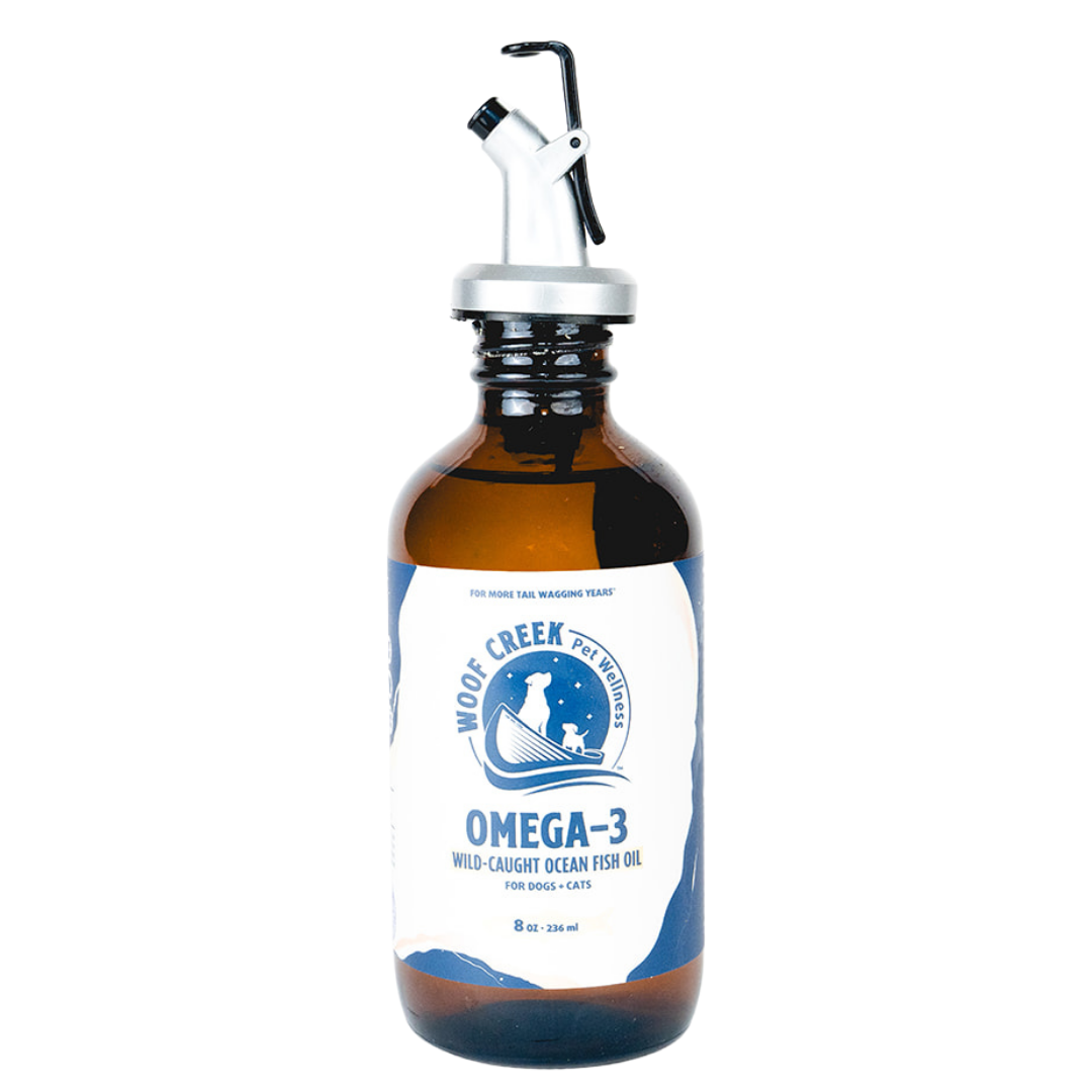 Omega-3 Ocean Fish Oil | 8floz Glass Bottle for Dogs + Cats - Woof Creek Pet Wellness