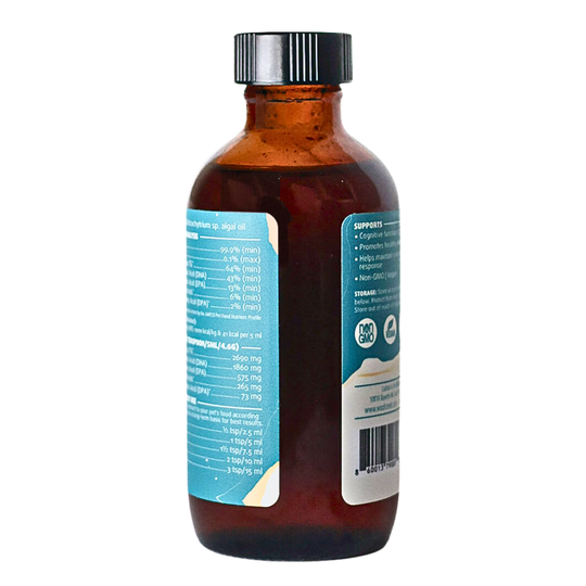 Algal Omega Plant-Based Oil Topper | 4floz Glass Bottle for Dogs + Cats