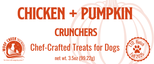 Chicken + Pumpkin Crunchers Chef's Edition | 3.5oz Treats Pouch for Dogs - Woof Creek Pet Wellness