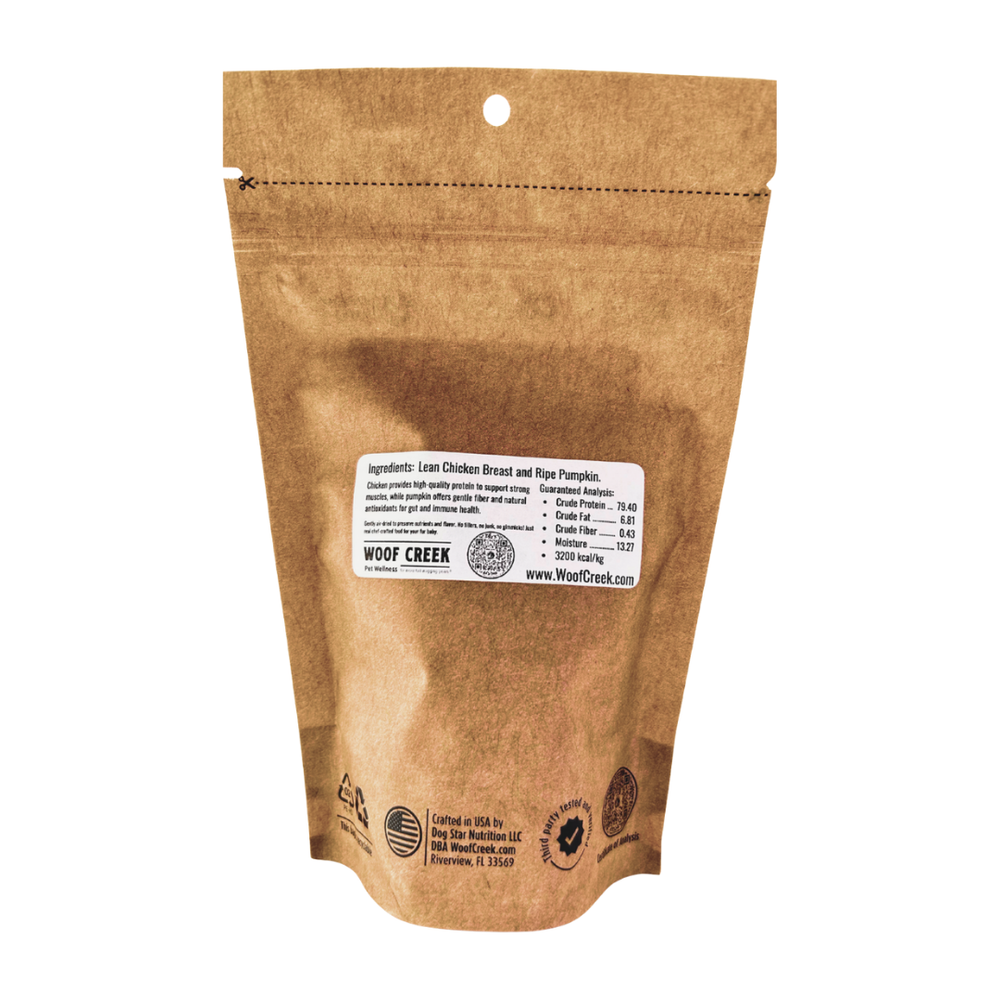 Chicken + Pumpkin Crunchers Chef's Edition | 3.5oz Treats Pouch for Dogs - Woof Creek Pet Wellness