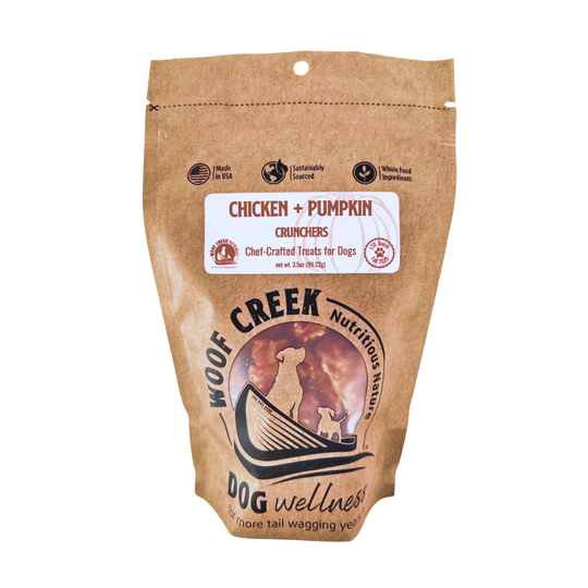 Chicken + Pumpkin Crunchers Chef's Edition | 3.5oz Treats Pouch for Dogs - Woof Creek Pet Wellness