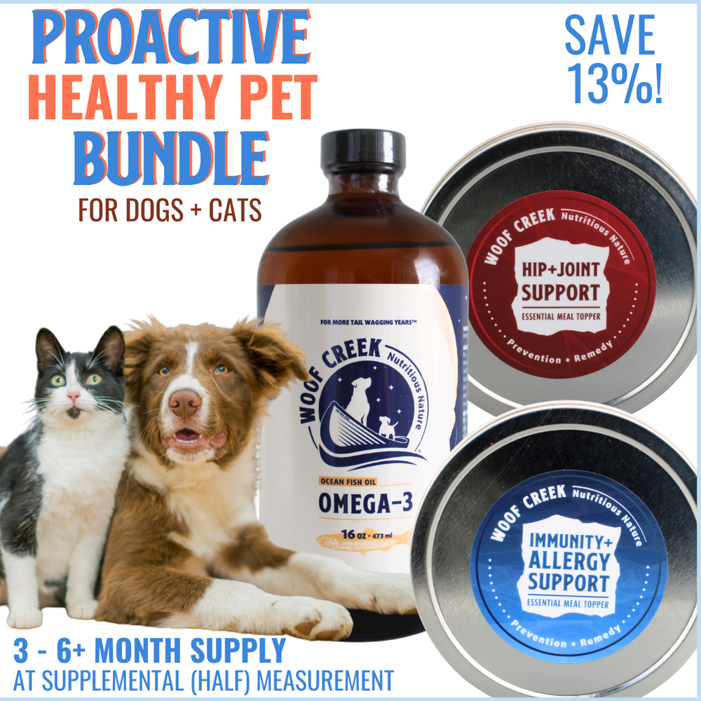 'Healthy Pet' Bundle | Immunity + Mobility Support + Ocean Fish Oil for all Dogs + Cats - Woof Creek Pet Wellness