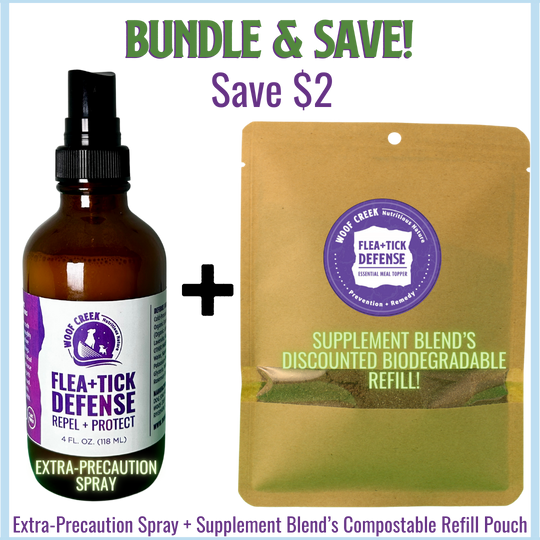 Natural Flea + Tick Defense Bundle | Supplement Refill + Spray for Dogs - Woof Creek Pet Wellness