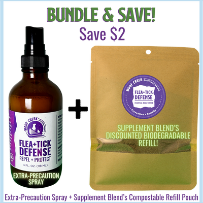 Natural Flea + Tick Defense Bundle | Supplement Refill + Spray for Dogs - Woof Creek Pet Wellness