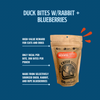 Natural Duck Bites w/Rabbit + Blueberries | 300-Treat 3oz Pouch for Dogs + Cats - Woof Creek Pet Wellness