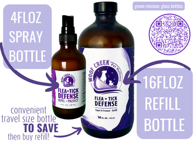 All-Natural Flea + Tick Defense Spray for Dogs + Cats | 4FLOZ - Woof Creek Pet Wellness