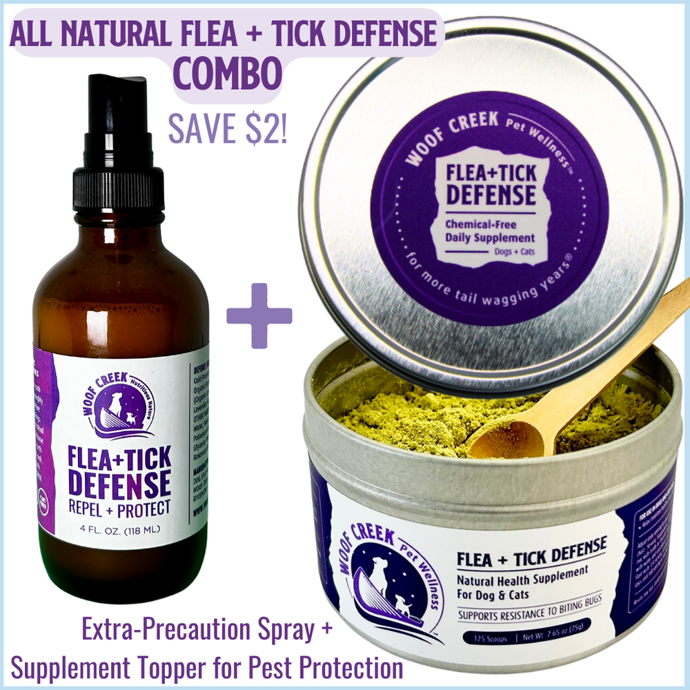 Natural Flea + Tick Defense Bundle | Supplement + Spray for Dogs + Cats - Woof Creek Pet Wellness