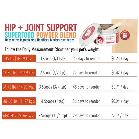 Dog and cat hip and joint support eco-refill pouch from Woof Creek Pet Wellness, featuring natural supplements for joint health.