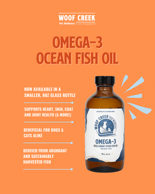 Omega-3 Ocean Fish Oil | 8floz Glass Bottle for Dogs + Cats