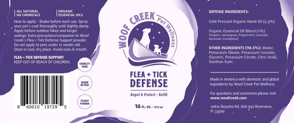 Large Refill of Flea + Tick Defense Repellant for Dogs + Cats | 16FLOZ - Woof Creek Pet Wellness