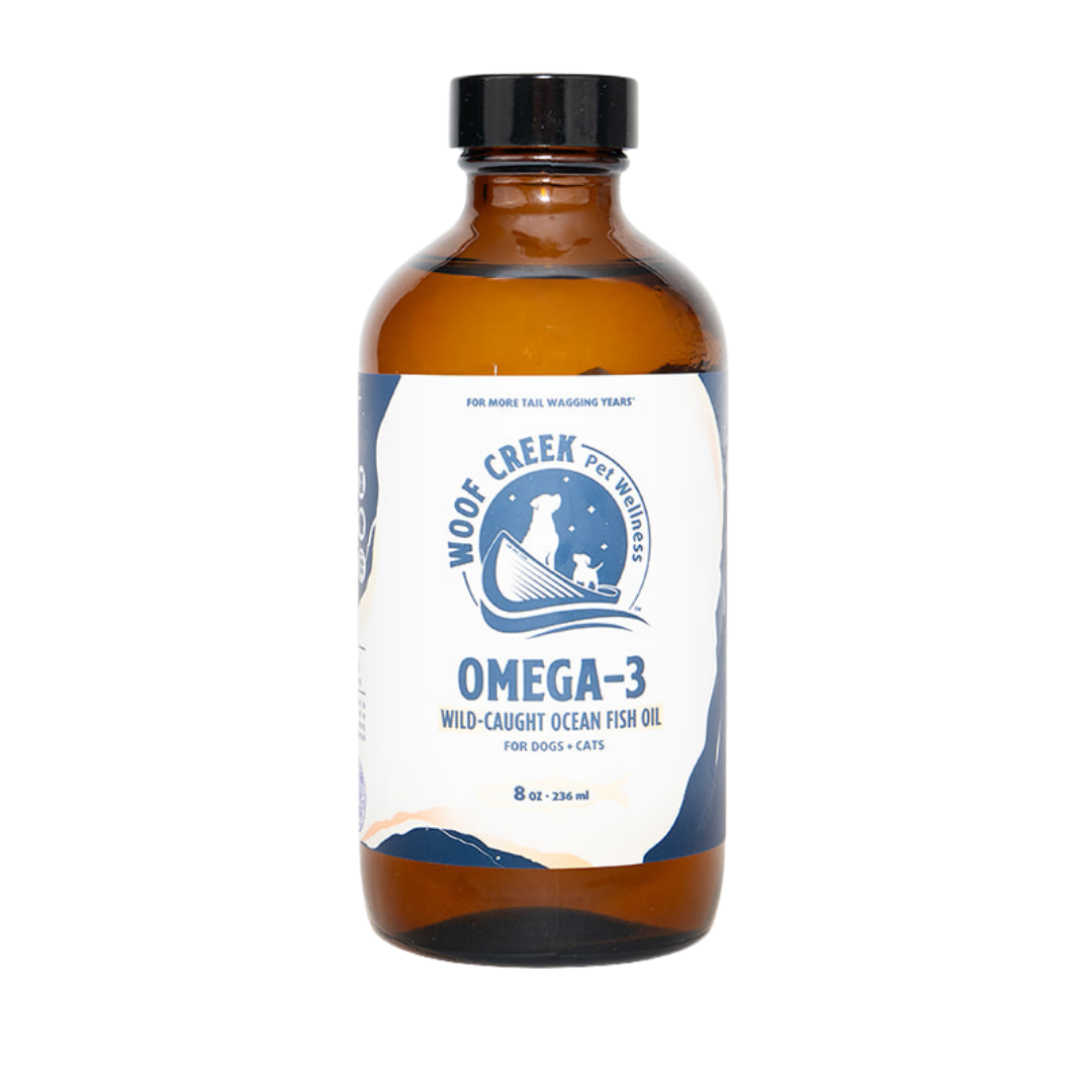 Omega-3 Ocean Fish Oil | 8floz Glass Bottle for Dogs + Cats - Woof Creek Pet Wellness
