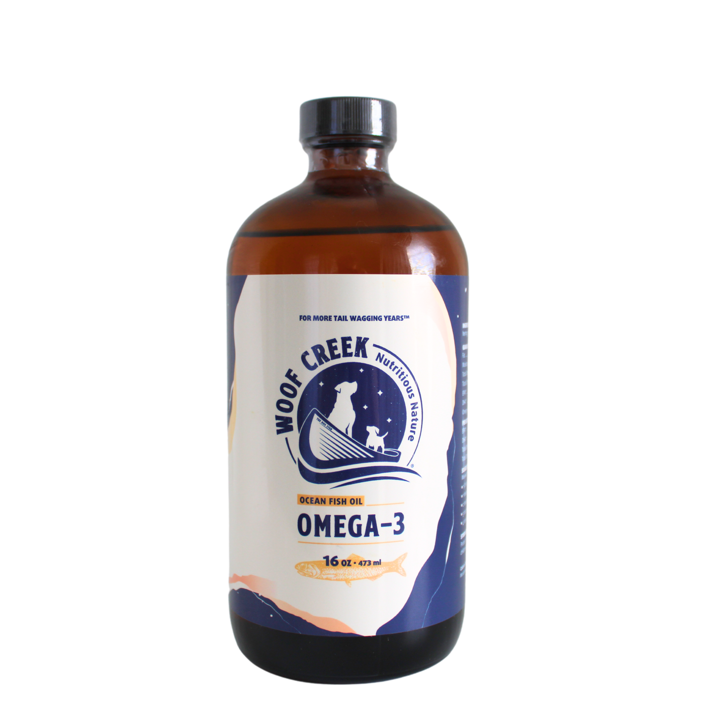 Omega-3 Ocean Fish Oil | 16floz Glass Bottle for Dogs + Cats - Woof Creek Pet Wellness