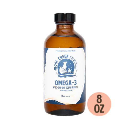 Omega-3 Ocean Fish Oil | 8floz Glass Bottle for Dogs + Cats - Woof Creek Pet Wellness