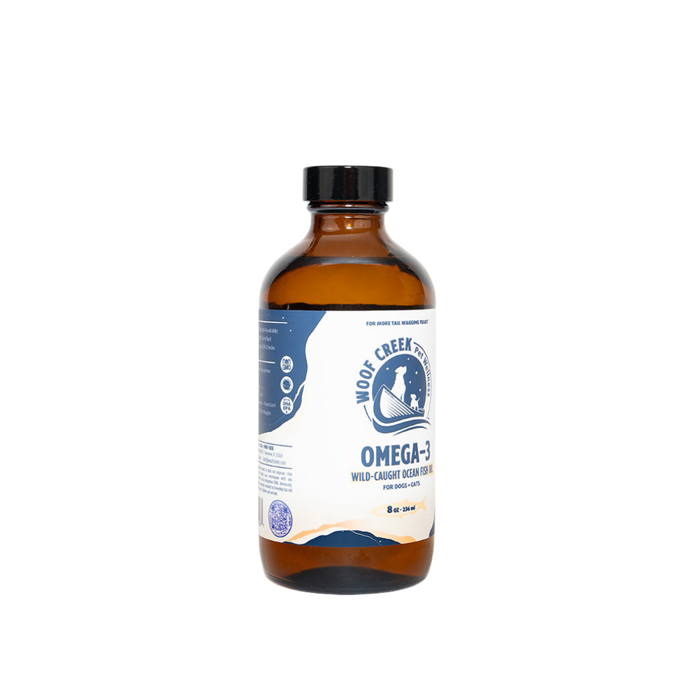 Omega-3 Ocean Fish Oil | 8floz Glass Bottle for Dogs + Cats - Woof Creek Pet Wellness