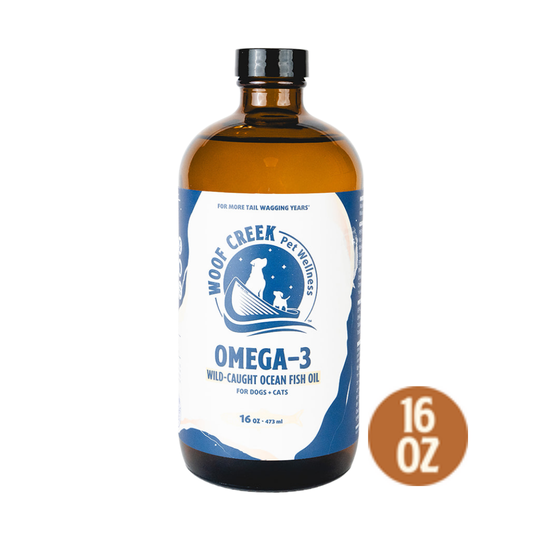 Omega-3 Ocean Fish Oil | 16floz Glass Bottle for Dogs + Cats - Woof Creek Pet Wellness