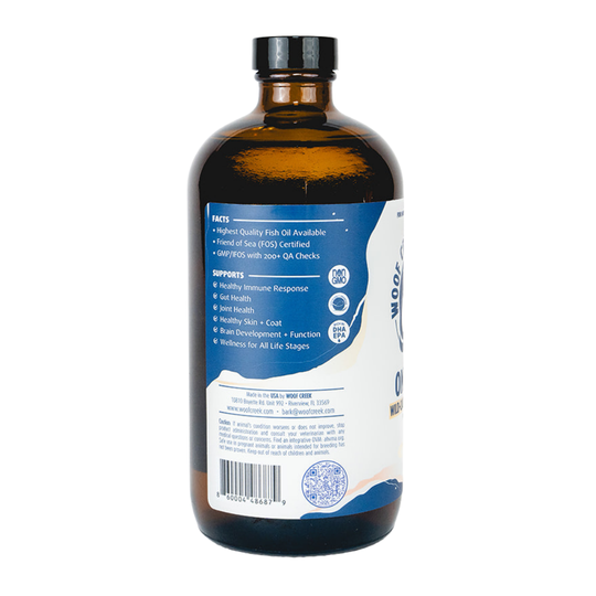 Omega-3 Ocean Fish Oil | 16floz Glass Bottle for Dogs + Cats - Woof Creek Pet Wellness