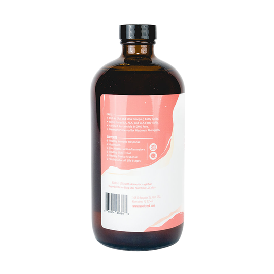 Salmon + Cold-Pressed Hemp Seed Oil | 16floz for Dogs + Cats - Woof Creek Pet Wellness