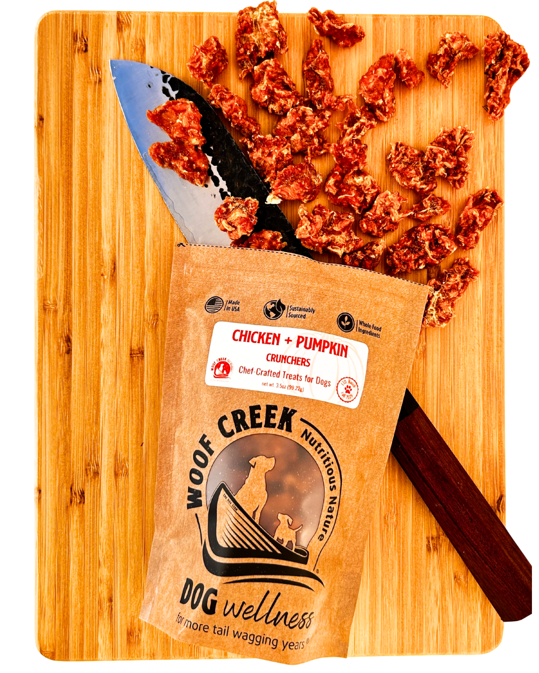 Chicken + Pumpkin Crunchers Chef's Edition | 3.5oz Treats Pouch for Dogs - Woof Creek Pet Wellness