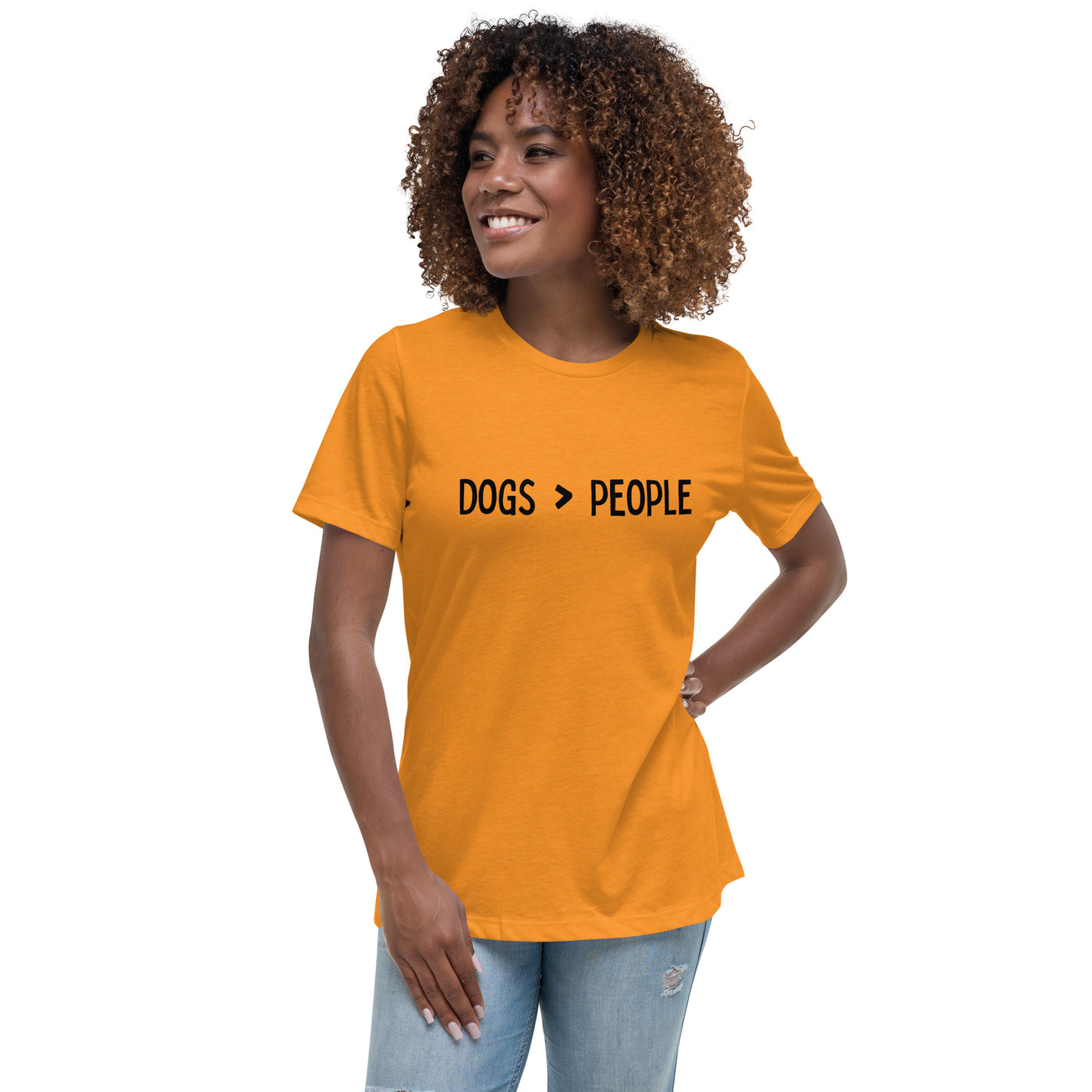 Women's Relaxed T-Shirt | "Dogs > People" - Woof Creek Dog Wellness